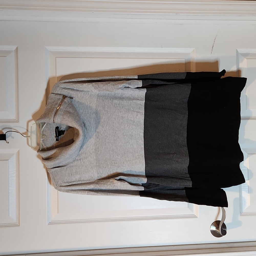 INC International Concepts Gray and Black Colorblock Sweater